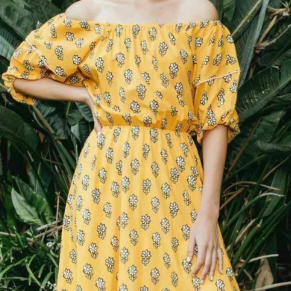 RHODE Frida off the shoulder FLORAL dress - Picture 1 of 6